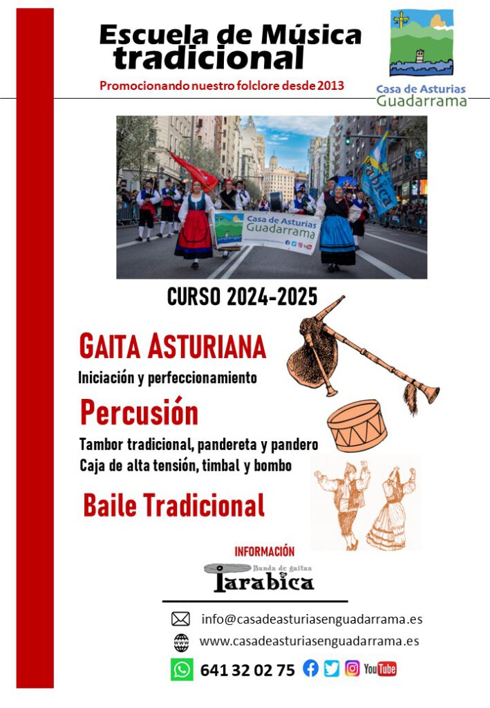 Cartel de las Clases de Gaita en Guadarrama - Madrid